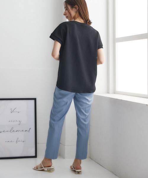 nissen(ニッセン)の「ふくれジャガードカットソーパール調ビーズ付スキッパートップス(Tシャツ/カットソー・レディース・ブラック/グリーン/モカ・S/M/L/LL)」の5枚目の写真