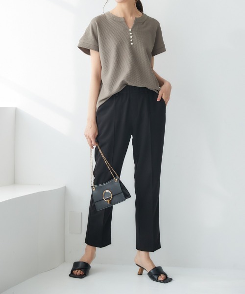 nissen(ニッセン)の「ふくれジャガードカットソーパール調ビーズ付スキッパートップス(Tシャツ/カットソー・レディース・ブラック/グリーン/モカ・S/M/L/LL)」の11枚目の写真