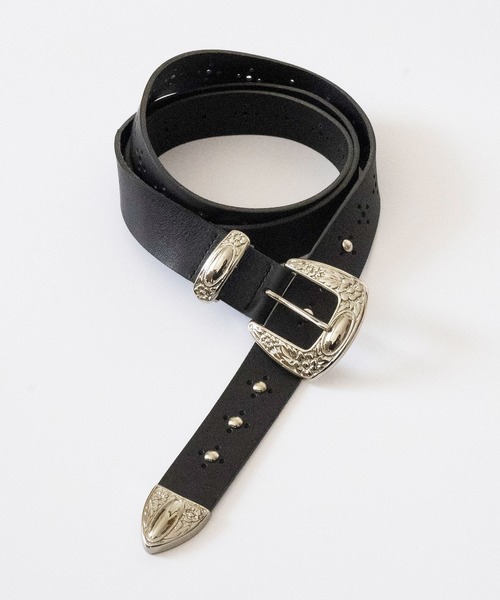 Iroquois(イロコイ)の「IROQUOIS イロコイ / STUDS MEDALLION BELT イタリアンレザースタッズメダリオンベルト / 877101(ベルト・メンズ・ベージュ/ブラック・FREE)」の5枚目の写真