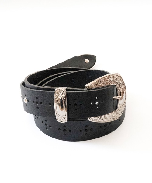 Iroquois(イロコイ)の「IROQUOIS イロコイ / STUDS MEDALLION BELT イタリアンレザースタッズメダリオンベルト / 877101(ベルト・メンズ・ベージュ/ブラック・FREE)」の6枚目の写真