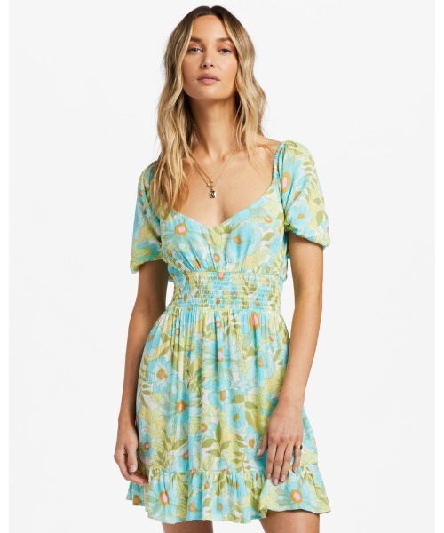 【セール】BILLABONG レディース 【SUMMER FOLK】 SOMETHING PRETTY ワンピース 【2023年夏モデル】/ビラボンパフスリーブミニワンピ（ワンピース）｜BILLABONG（ビラボン）