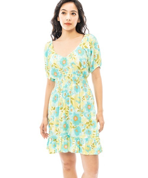 【セール】BILLABONG レディース 【SUMMER FOLK】 SOMETHING PRETTY ワンピース 【2023年夏モデル】/ビラボンパフスリーブミニワンピ（ワンピース）｜BILLABONG（ビラボン）