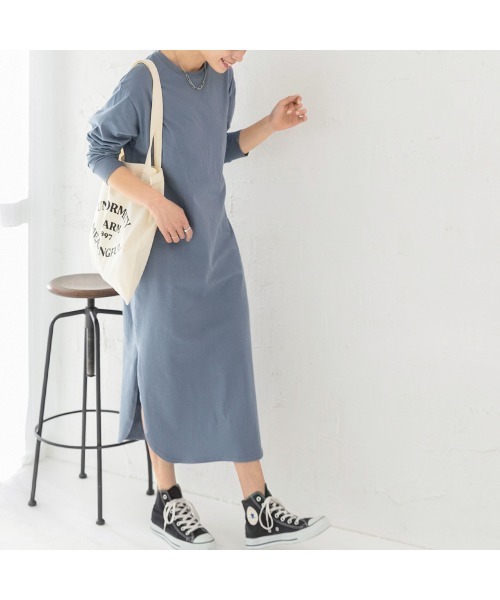 ad thie(アドティエ)の「サイドスリット Tシャツ ワンピース(ワンピース・レディース・ブルー/チャコール/ブラック/ブラウン/ダークブラウン・FREE/LL)」の14枚目の写真