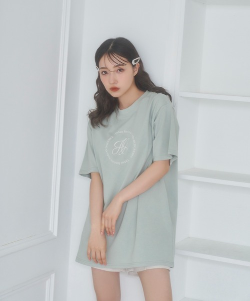 ANDGEEBEE（アンジービー）の「サークルロゴT（Tシャツ/カットソー・レディース・ミント/チャコールグレー・X-LARGE）」の2枚目の写真