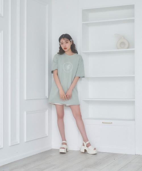 ANDGEEBEE（アンジービー）の「サークルロゴT（Tシャツ/カットソー・レディース・ミント/チャコールグレー・X-LARGE）」の12枚目の写真