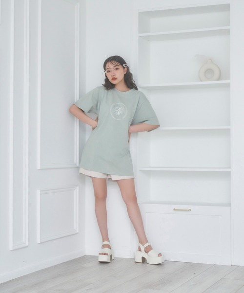ANDGEEBEE（アンジービー）の「サークルロゴT（Tシャツ/カットソー・レディース・ミント/チャコールグレー・X-LARGE）」の3枚目の写真