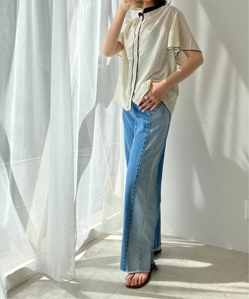 RAY CASSIN(レイカズン)の「フレア袖柄ブラウス(シャツ/ブラウス・レディース・ブラック/グレー/オフホワイト/キナリ・FREE)」の19枚目の写真