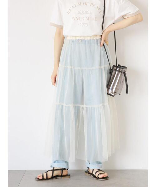 ehka sopo(エヘカソポ)の「チュールティアードスカート(スカート・レディース・ブラック/ブルー/キナリ・F)」の2枚目の写真