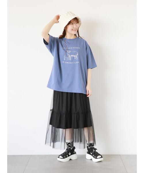 ehka sopo(エヘカソポ)の「チュールティアードスカート(スカート・レディース・ブラック/ブルー/キナリ・F)」の5枚目の写真