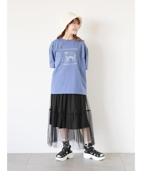 ehka sopo(エヘカソポ)の「チュールティアードスカート(スカート・レディース・ブラック/ブルー/キナリ・F)」の7枚目の写真