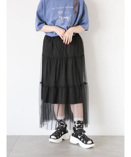 ehka sopo(エヘカソポ)の「チュールティアードスカート(スカート・レディース・ブラック/ブルー/キナリ・F)」の10枚目の写真