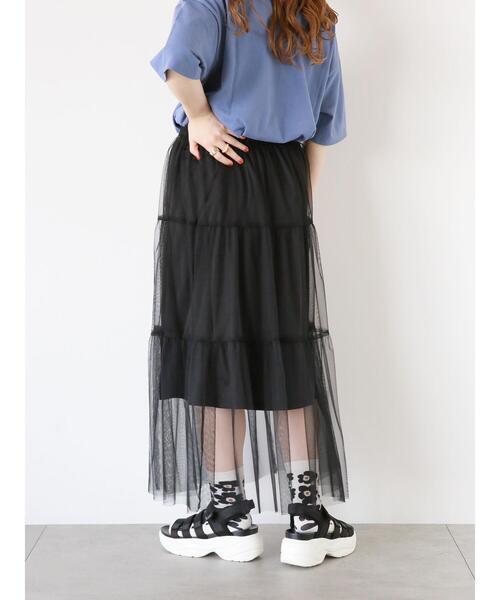 ehka sopo(エヘカソポ)の「チュールティアードスカート(スカート・レディース・ブラック/ブルー/キナリ・F)」の12枚目の写真