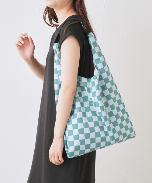 Actually（アクチュアリー）の「ブロックチェック マルシェトート（ハンドバッグ・レディース・ブラック/グリーン/ブルー・フリー）」の3枚目の写真