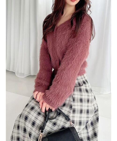 RESEXXY(リゼクシー)の「シャギーニットカーディガン(カーディガン/ボレロ・レディース・ワイン/ピンク/ホワイト/ブラック/その他1・FREE)」の4枚目の写真