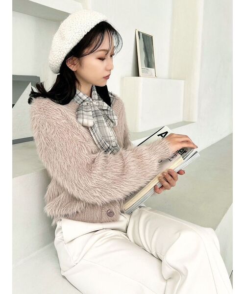 RESEXXY(リゼクシー)の「シャギーニットカーディガン(カーディガン/ボレロ・レディース・ワイン/ピンク/ホワイト/ブラック/その他1・FREE)」の7枚目の写真