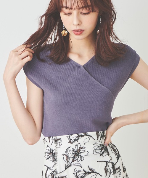 31 Sons de mode(トランテアン ソン ドゥ モード)の「カシュクールニット(ニット/セーター・レディース・パープル/グリーン/ブラック/オフホワイト・36)」の4枚目の写真