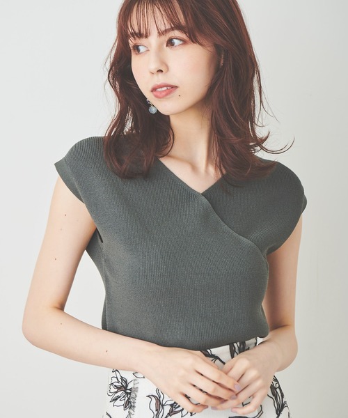 31 Sons de mode(トランテアン ソン ドゥ モード)の「カシュクールニット(ニット/セーター・レディース・パープル/グリーン/ブラック/オフホワイト・36)」の1枚目の写真