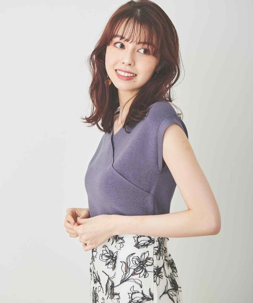 31 Sons de mode(トランテアン ソン ドゥ モード)の「カシュクールニット(ニット/セーター・レディース・パープル/グリーン/ブラック/オフホワイト・36)」の6枚目の写真