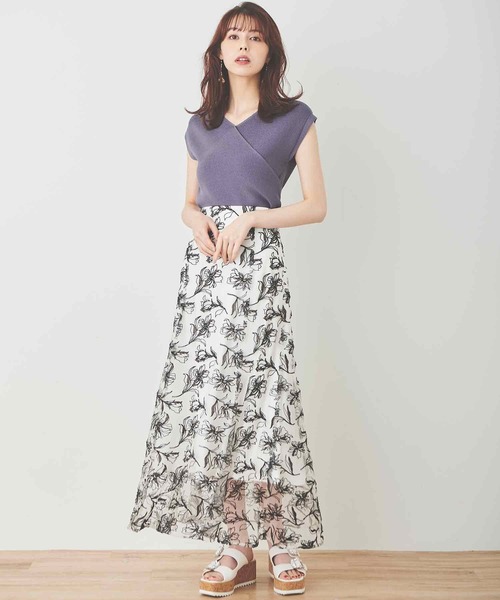 31 Sons de mode(トランテアン ソン ドゥ モード)の「カシュクールニット(ニット/セーター・レディース・パープル/グリーン/ブラック/オフホワイト・36)」の8枚目の写真