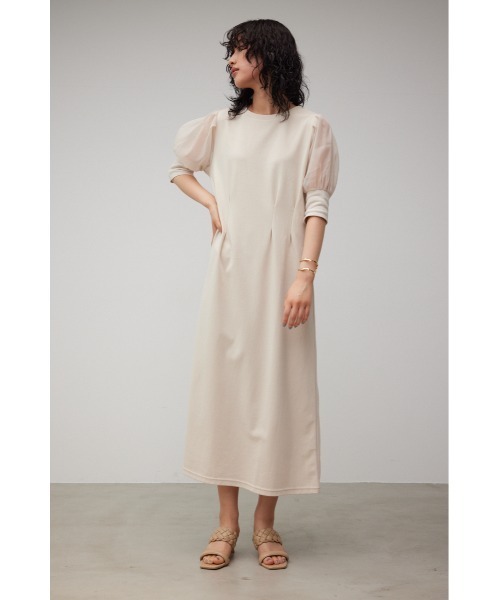 AZUL by moussy（アズールバイマウジー）の「袖シアー半袖ワンピース