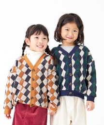 MAKE YOUR DAY | アーガイルとドットのジャガードカーディガン■80～140cm(カーディガン/ボレロ)