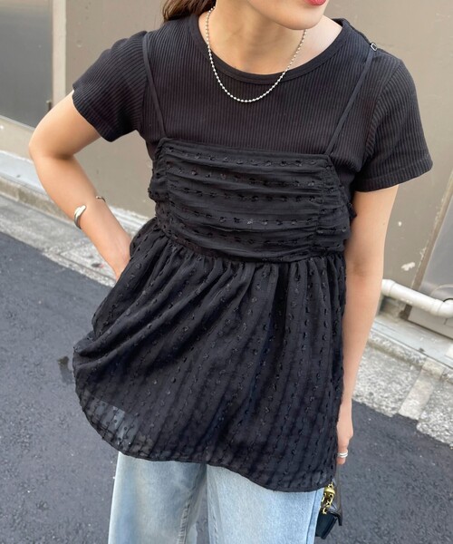 fredy emue(フレディエミュ)の「ドットジャガードキャミブラウス(シャツ/ブラウス・レディース・ホワイト系その他/ブラック系その他・38)」の2枚目の写真