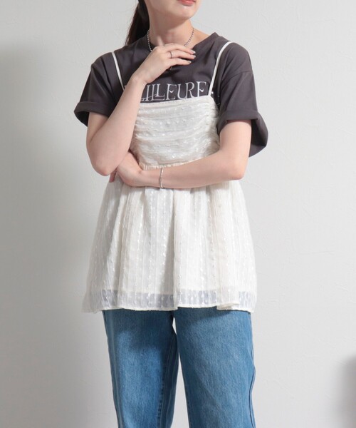 fredy emue(フレディエミュ)の「ドットジャガードキャミブラウス(シャツ/ブラウス・レディース・ホワイト系その他/ブラック系その他・38)」の5枚目の写真