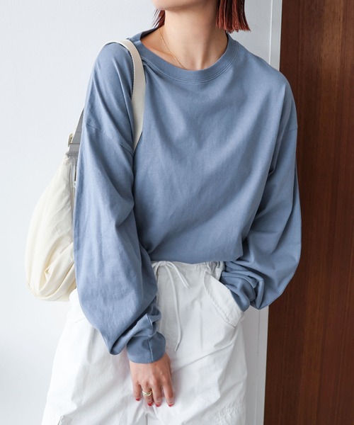 andme(アンドミー)の「タックボリューム袖長袖Tシャツ(Tシャツ/カットソー・レディース・ブラック/ホワイト×ブラック/ブラウン/ベージュ系その他/ブルーグレー/スミクロ/オフホワイト・M)」の14枚目の写真