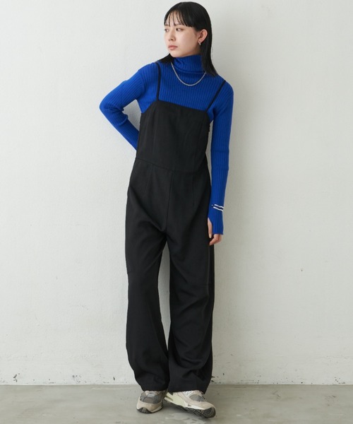 Aunt Marie's(アントマリーズ)の「ワイドルーズサロペット/カーブパンツ / サイズ展開あり(サロペット/オーバーオール・レディース・グレー/ブラック・MT/FREE)」の4枚目の写真