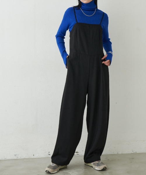 Aunt Marie's(アントマリーズ)の「ワイドルーズサロペット/カーブパンツ / サイズ展開あり(サロペット/オーバーオール・レディース・グレー/ブラック・MT/FREE)」の3枚目の写真