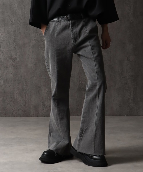 welise（ウェライズ）の「【welise/ウェライズ】13ozハイグレードデニム ダメージヘム ビューティフルフィットフレアパンツ/デニムパンツ ベルボトム（デニムパンツ・メンズ・ケミカルウォッシュ/ブラック系その他/ブラック×ブルー/ブラック/グレー/ブラック系その他2/ダークブラック/ライトインディゴブルー/ベージュ・L/M/S）」の15枚目の写真