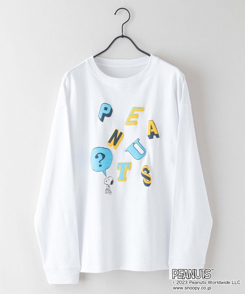 PEANUTS(ピーナッツ)の「【OUTDOOR PRODUCTS/アウトドアプロダクツ】【PEANUTS/ピーナッツ】 コラボ ドロップショルダーロンT スヌーピー チャーリー・ブラウン ウッドストック(Tシャツ/カットソー・メンズ・ピンク系その他/オフホワイト/ホワイト/ブルー系その他・MEDIUM/LARGE/X-LARGE/SMALL)」の5枚目の写真