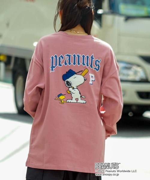 PEANUTS(ピーナッツ)の「【OUTDOOR PRODUCTS/アウトドアプロダクツ】【PEANUTS/ピーナッツ】 コラボ ドロップショルダーロンT スヌーピー チャーリー・ブラウン ウッドストック(Tシャツ/カットソー・メンズ・ピンク系その他/オフホワイト/ホワイト/ブルー系その他・MEDIUM/LARGE/X-LARGE/SMALL)」の19枚目の写真