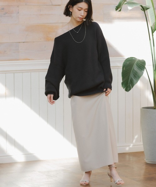 Doux archives（ドゥアルシーヴ）の「片畦ボートネックプルオーバー