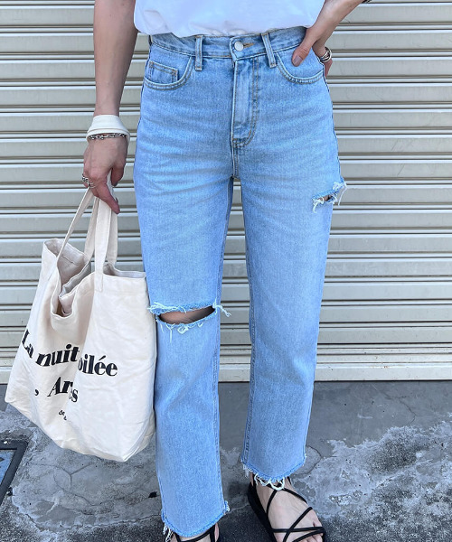 ISOOK（アイスー）の「ダメージ加工デニムパンツ（デニムパンツ）」 - WEAR