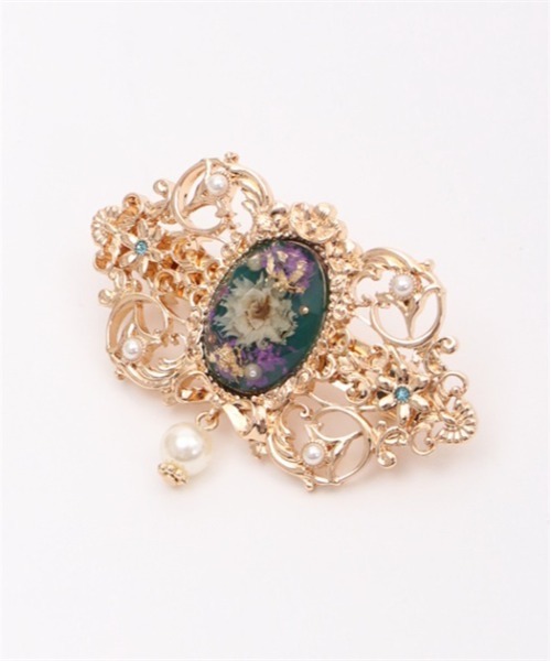 axes femme（アクシーズファム）の「花封入モチーフバレッタ（バレッタ/ヘアクリップ・レディース・ブルーグリーン/パープル・FREE）」の2枚目の写真