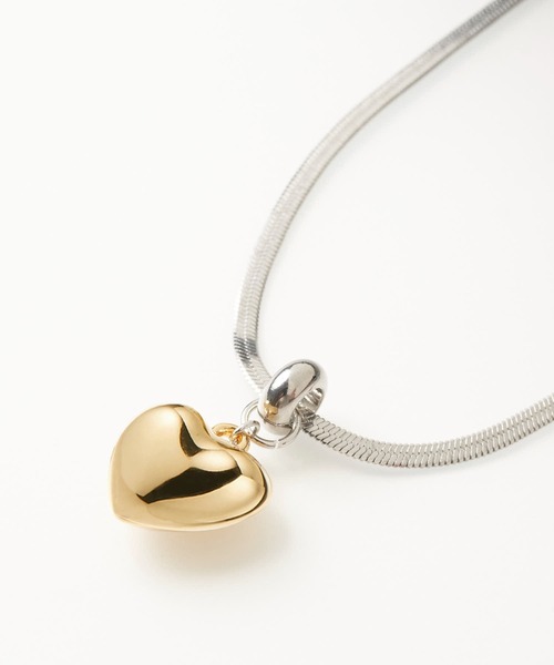 ADPOSION（アドポーション）の「【金属アレルギー対応】サージカルステンレス スネークチェーンハートネックレス（ネックレス・レディース・シルバー/ホワイト/ゴールド・FREE）」の11枚目の写真