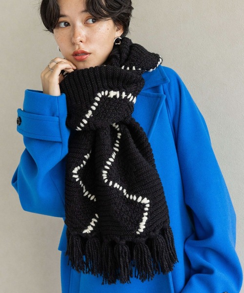RAGEBLUE（レイジブルー）の「ハンドステッチニットマフラー（マフラー・メンズ・グレー/ホワイト/ブラック・FREE）」の9枚目の写真