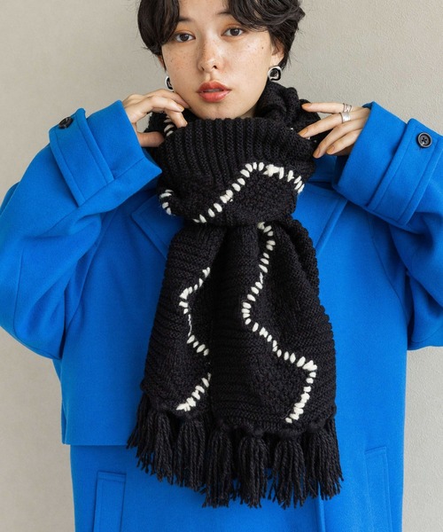 RAGEBLUE（レイジブルー）の「ハンドステッチニットマフラー（マフラー・メンズ・グレー/ホワイト/ブラック・FREE）」の8枚目の写真