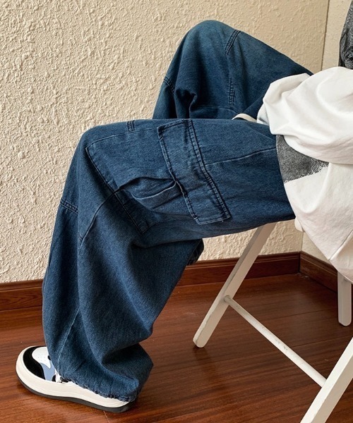 ROOPTOKYO（ループトウキョウ）の「デニムワイドカーゴパンツ（カーゴパンツ・メンズ・ブルー/ブラック/ブラック系その他・M/L/XL）」の3枚目の写真