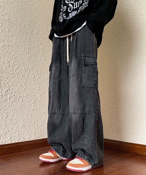 ROOPTOKYO（ループトウキョウ）の「デニムワイドカーゴパンツ（カーゴパンツ・メンズ・ブルー/ブラック/ブラック系その他・M/L/XL）」の4枚目の写真