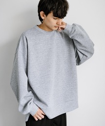 オーバーサイズダンボールニットプルオーバー クルーネックスウェット 長袖Tシャツ