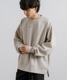 オーバーサイズダンボールニットプルオーバー クルーネックスウェット 長袖Tシャツ