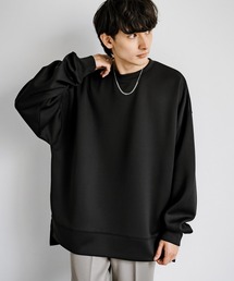 オーバーサイズダンボールニットプルオーバー クルーネックスウェット 長袖Tシャツ