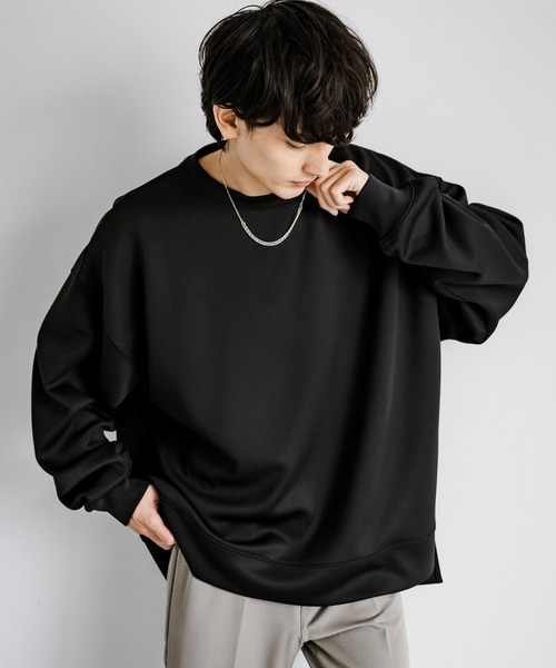 Rocky Monroe(ロッキーモンロー)の「オーバーサイズダンボールニットプルオーバー クルーネックスウェット 長袖Tシャツ(スウェット・メンズ・杢グレー/ブラック/グレイッシュベージュ/ホワイト/ブルー・XL/L/M)」の10枚目の写真