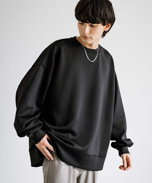 Rocky Monroe(ロッキーモンロー)の「オーバーサイズダンボールニットプルオーバー クルーネックスウェット 長袖Tシャツ(スウェット・メンズ・杢グレー/ブラック/グレイッシュベージュ/ホワイト/ブルー・XL/L/M)」の11枚目の写真