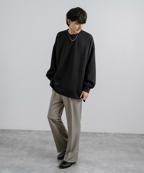 Rocky Monroe(ロッキーモンロー)の「オーバーサイズダンボールニットプルオーバー クルーネックスウェット 長袖Tシャツ(スウェット・メンズ・杢グレー/ブラック/グレイッシュベージュ/ホワイト/ブルー・XL/L/M)」の12枚目の写真