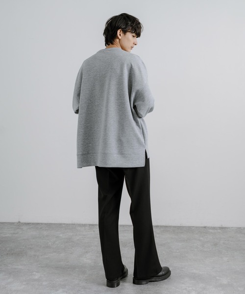 Rocky Monroe(ロッキーモンロー)の「オーバーサイズダンボールニットプルオーバー クルーネックスウェット 長袖Tシャツ(スウェット・メンズ・杢グレー/ブラック/グレイッシュベージュ/ホワイト/ブルー・XL/L/M)」の18枚目の写真