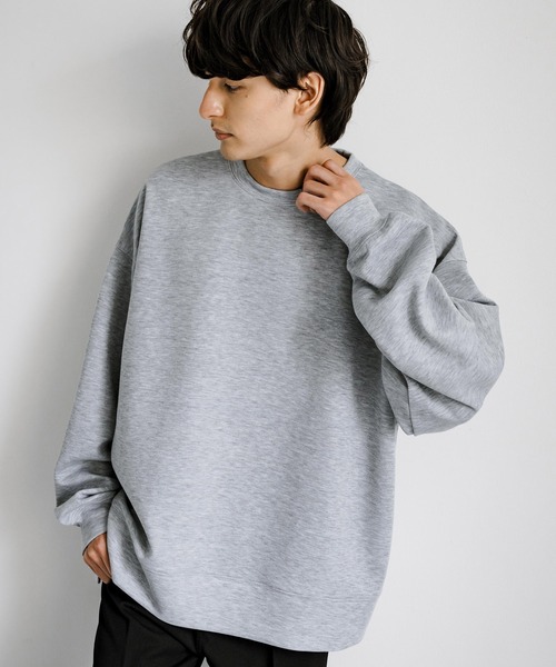 Rocky Monroe(ロッキーモンロー)の「オーバーサイズダンボールニットプルオーバー クルーネックスウェット 長袖Tシャツ(スウェット・メンズ・杢グレー/ブラック/グレイッシュベージュ/ホワイト/ブルー・XL/L/M)」の15枚目の写真