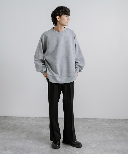 Rocky Monroe(ロッキーモンロー)の「オーバーサイズダンボールニットプルオーバー クルーネックスウェット 長袖Tシャツ(スウェット・メンズ・杢グレー/ブラック/グレイッシュベージュ/ホワイト/ブルー・XL/L/M)」の17枚目の写真